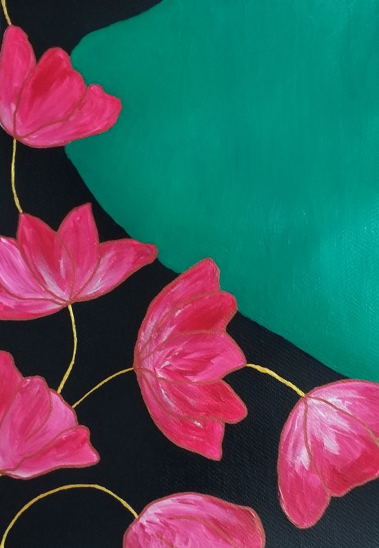 Tulips along the Curve, painting by Anupa Paul