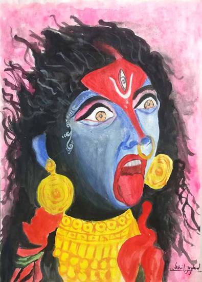 Painting  by Nikhil Jogdand - Goddess - Mahakali