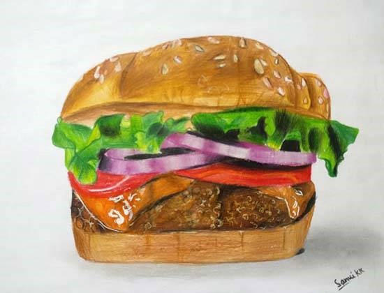 Yummy Burger, painting by KEERTHI KUMAR
