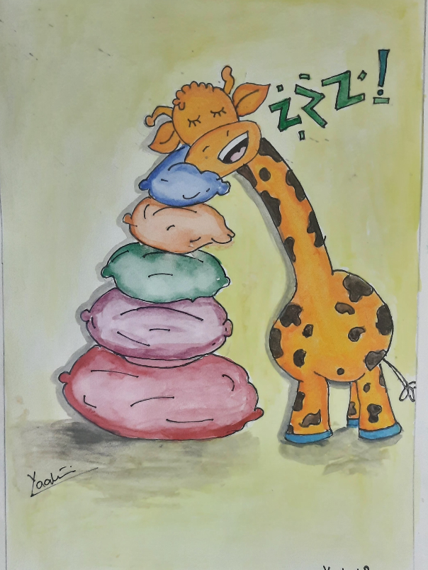 Painting  by Yaalini P - Cartoon giraffe