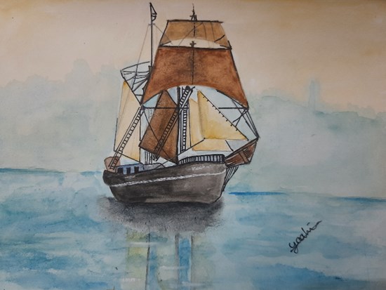 3d ship painting, painting by Yaalini P