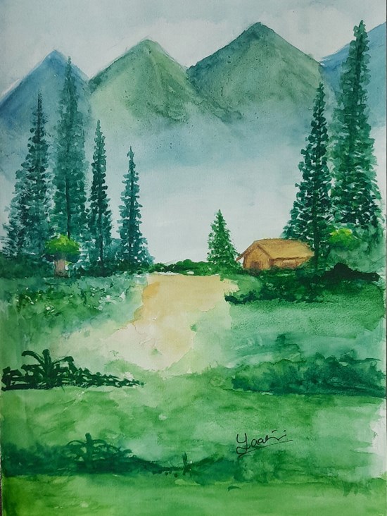 Forest painting, painting by Yaalini P