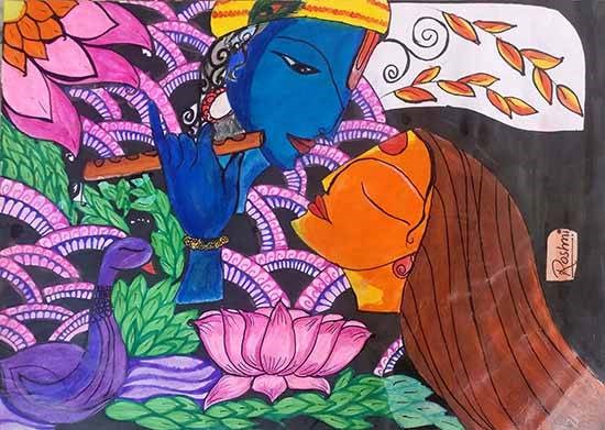 Radha Krishna, painting by roshni asawa