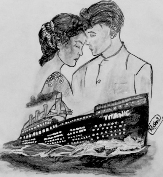 titanic, painting by roshni asawa