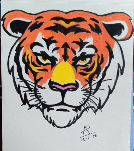 International Tigers Day, painting by Aarnav Pillai