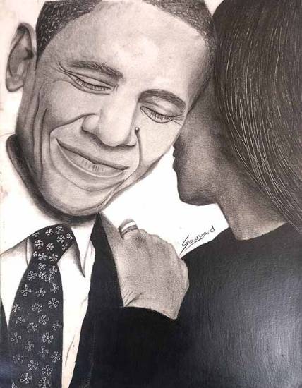 Painting  by Shauryaditya Rotawan - Barack Obama and Michelle Obama portrait