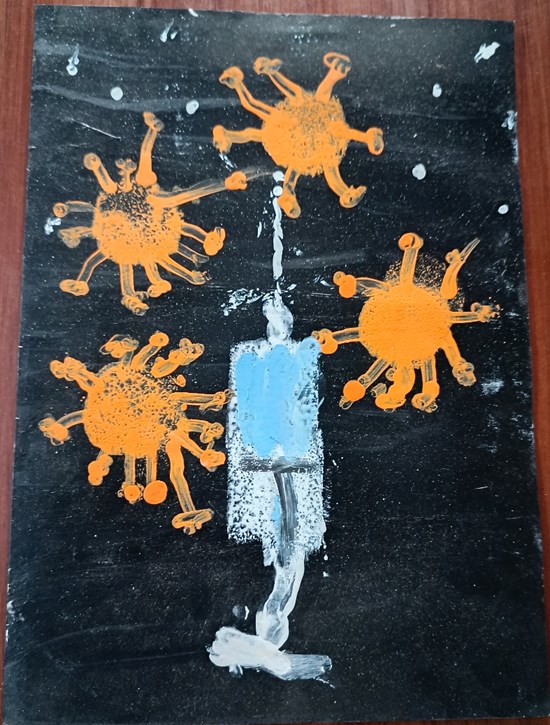 Covid free world, painting by Reyansh Chakraborty