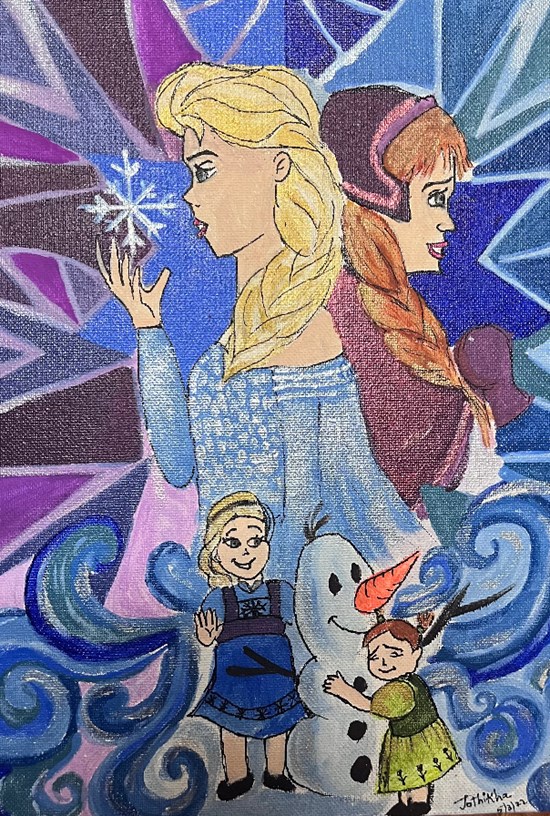 Frozen - Love of two sisters, painting by Jothikha 