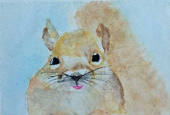 A Beautiful Squirrel, painting by Ajayraja S