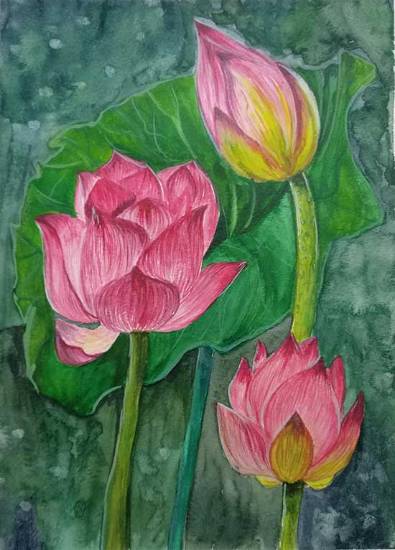 Painting  by Supritha Sharma - Lotus Flower
