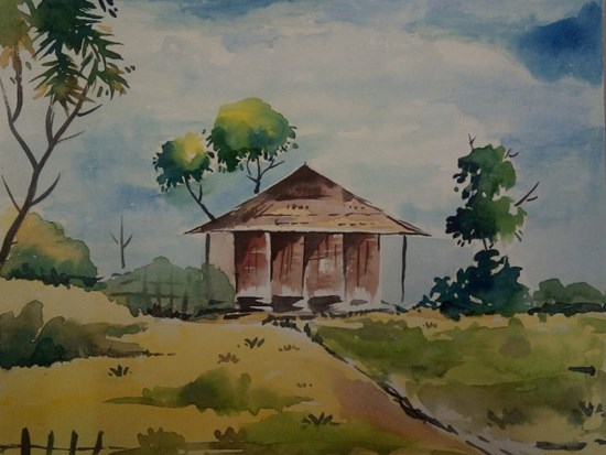 Beauty of the blue sky, painting by S Karthika