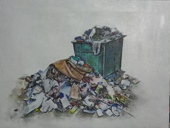 Overflowed trash, painting by S Karthika