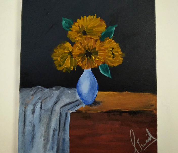 Painting  by Sundus Khalil - Still life flower pot
