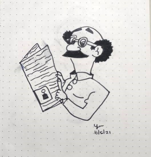 Famous Cartoonist, painting by Yazhini Thamaraimanian