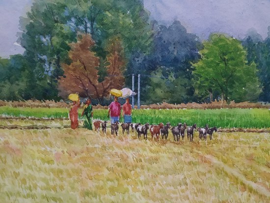 Landscape, painting by Anjan Laha