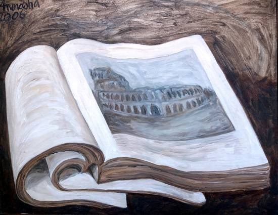 Old book, painting by Arunabha Ghosh