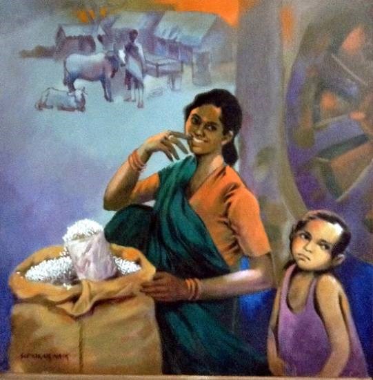 Kurmure Seller, painting by Sudhakar Naik