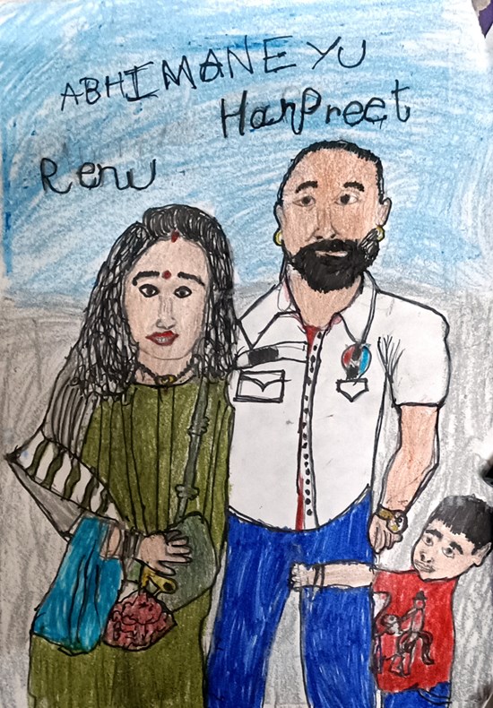 FAMILY LOVE & STRENGTH, painting by Abhimaneyu Singh