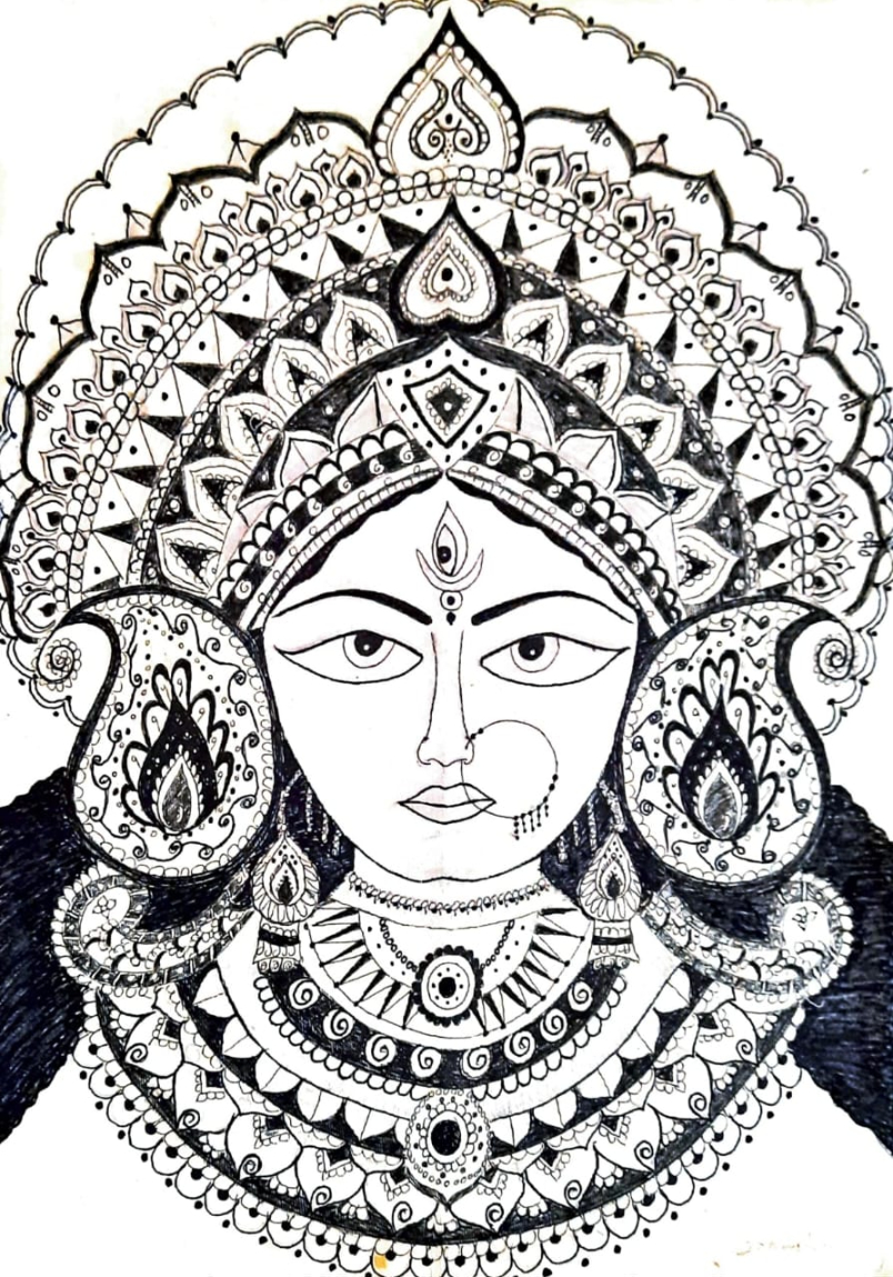 Goddess Durga Drawing - Drawings | By Banani Sarkar