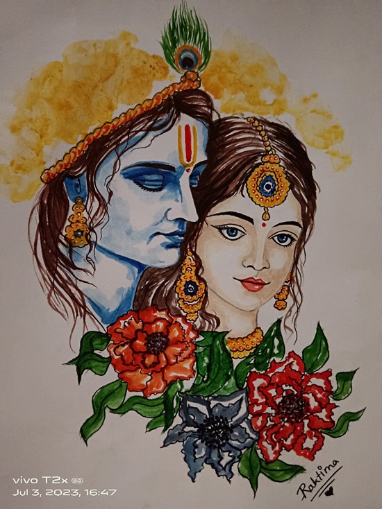 Radha Krishna, painting by Raktima Sau