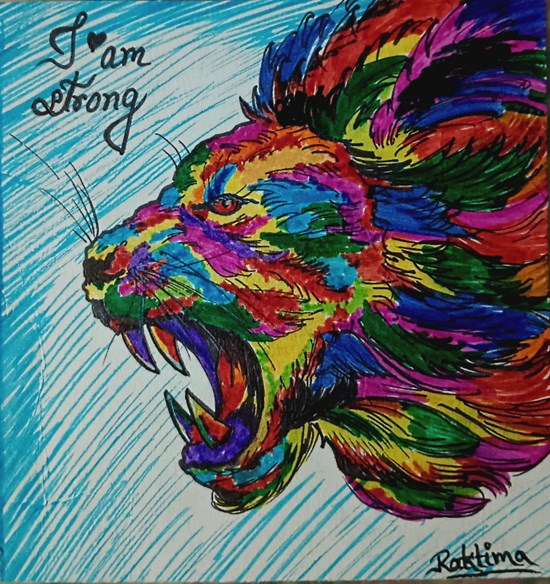 Strength & colourful life, painting by Raktima Sau