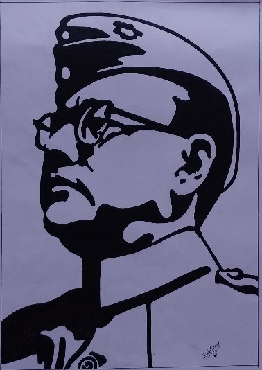 Subhash Chandra Bose, painting by Raktima Sau