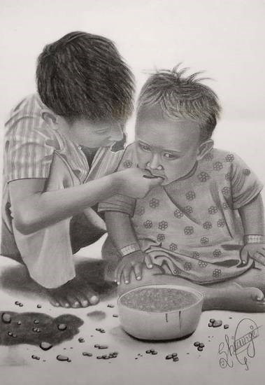 Siblings where life begins and love never ends, painting by Shivangi Dabgar