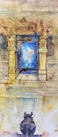 Someshwar Temple, painting by Milind  Bhanji