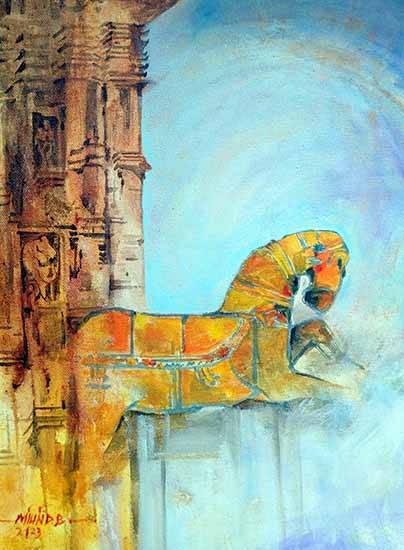 painting by Milind  Bhanji - Horse of Sun