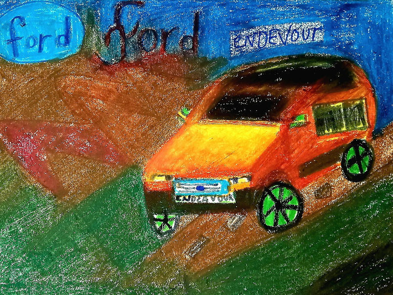 Painting  by Arjun Singh Khati - Ford Endeavor My favorite Car