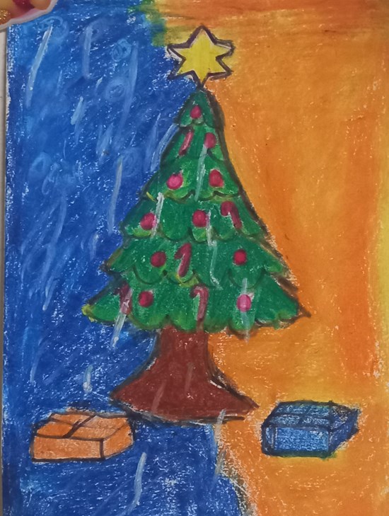 Christmas Celebration, painting by Arjun Singh Khati