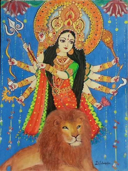 Goddess Ambe, painting by Dipali Badgujar