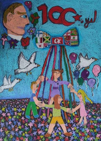 Painting  by Eylul Celikkiran - Atatürk and children's day