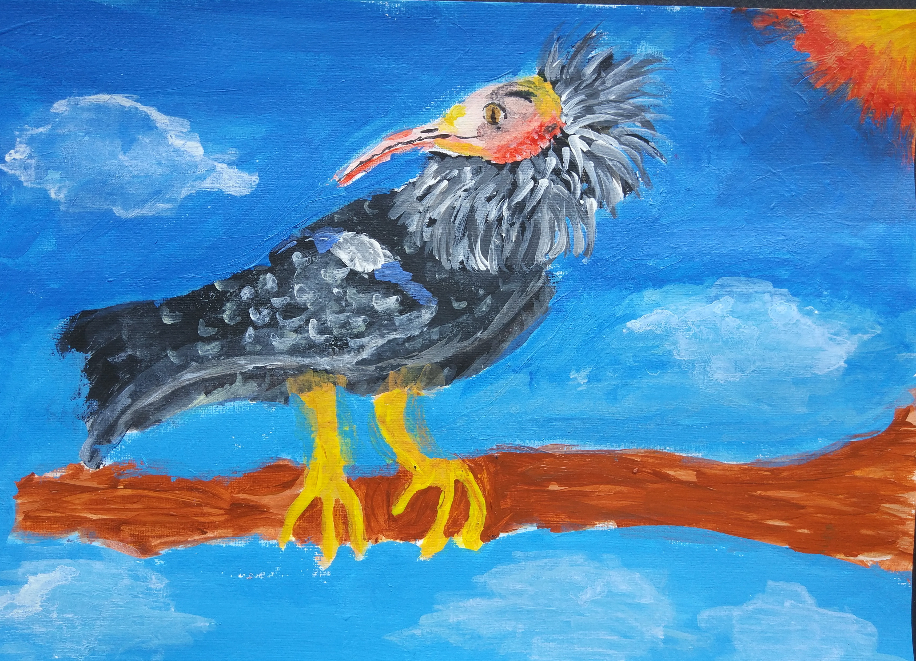 Painting  by Eylul Celikkiran - bald ibis bird