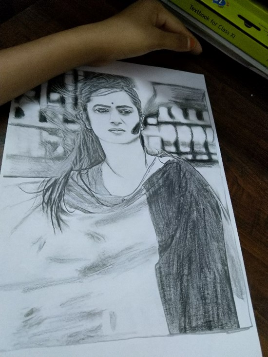 Portrait of actress Namitha pramod, painting by Divya Joseph