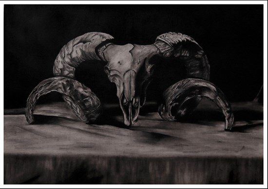 Goat skull, painting by Sumaid Pal Singh Bakshi