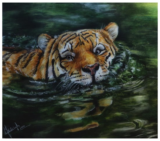 The Tiger, painting by Sumaid Pal Singh Bakshi