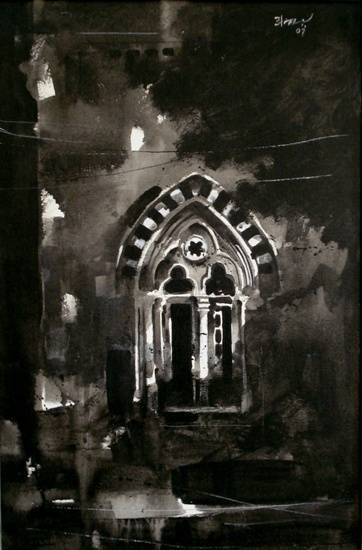 Cityscape I, painting by Anwar Husain