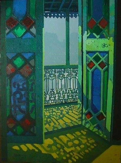 Door & Balcony (Nostalgia series), painting by Anwar Husain