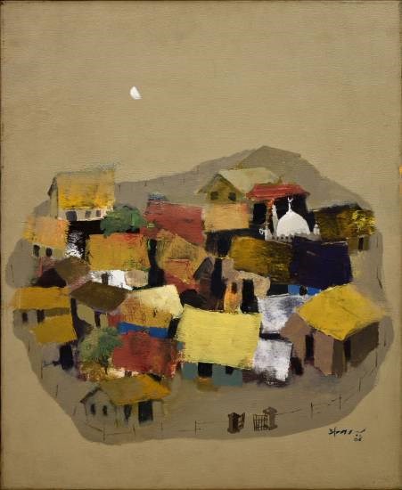 Village, painting by Anwar Husain