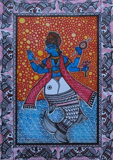 Matsya Avatar, painting by Sweety Sarangi