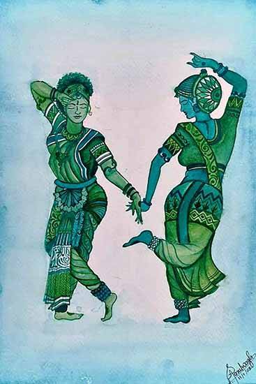 Painting  by Parul Wagh - The dancing girls