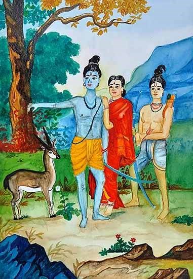 Exile of Lord Rama, painting by Parul Wagh