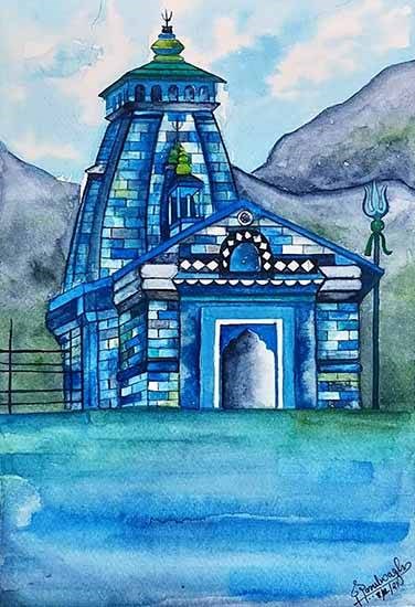 Kedarnath Temple, painting by Parul Wagh