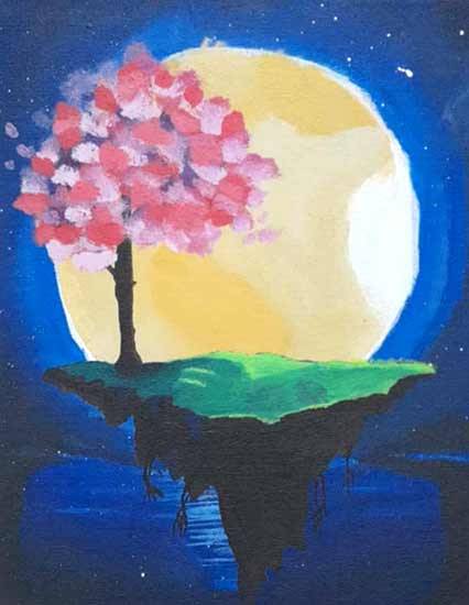 Painting  by Neor Phukan - The Nightly Blossom