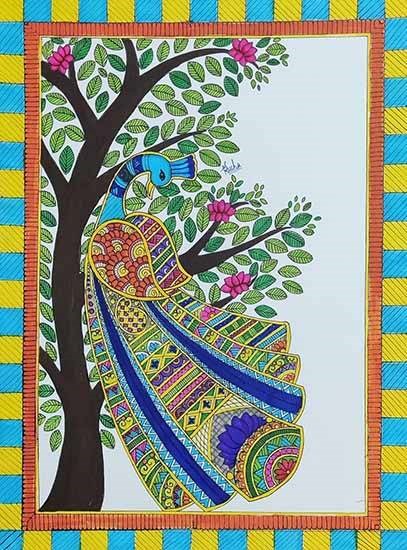 Peacock, painting by Rucha Sohoni