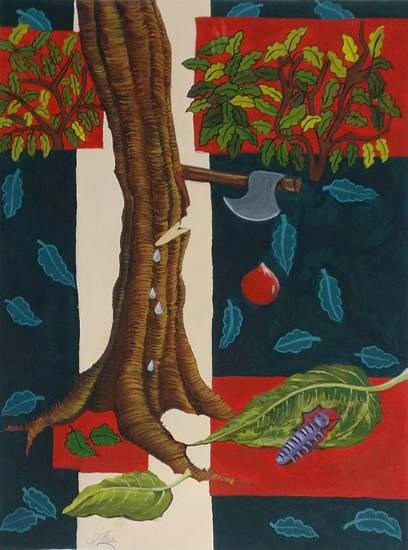Deforestation, painting by Sonali Ahire