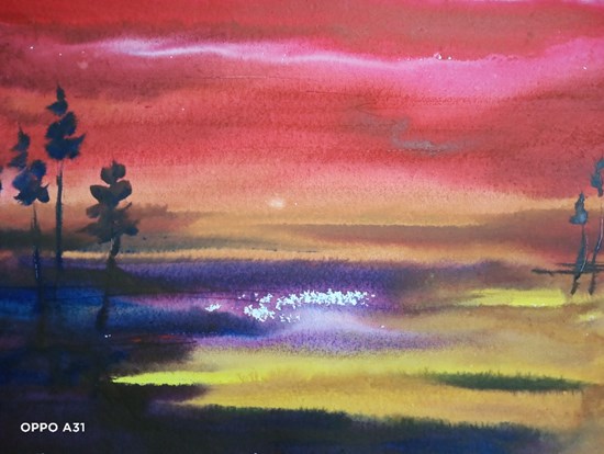 Landscape-3, painting by Sudipto Chakraborty