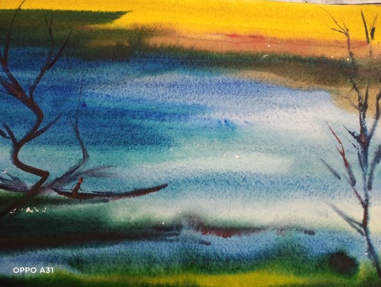 Bank of  River, painting by Sudipto Chakraborty