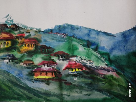 Hill View I, painting by Sudipto Chakraborty